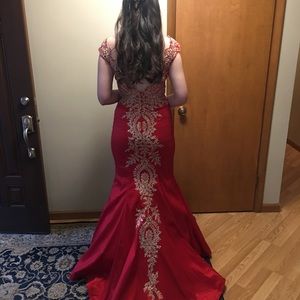 Red sequined formal dress
